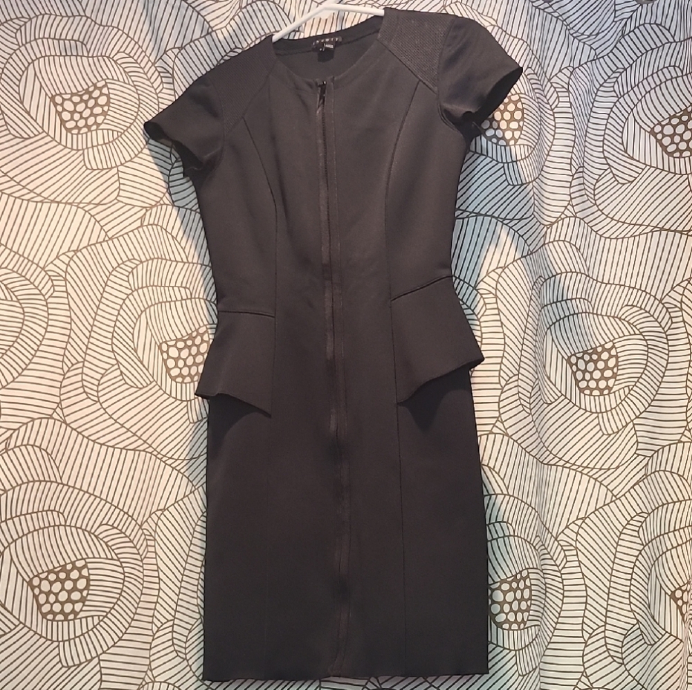 Theory Black Peplum Bodycon Sheath Dress